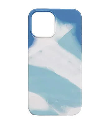 Чехол Silicone case full Aquarelle для Apple iPhone 13 Pro Max (6.7") Бирюзово-белый