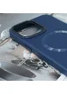 Кожаный чехол Bonbon Leather Metal Style with MagSafe для Apple iPhone 13 Pro Max (6.7") Синий / Navy blue