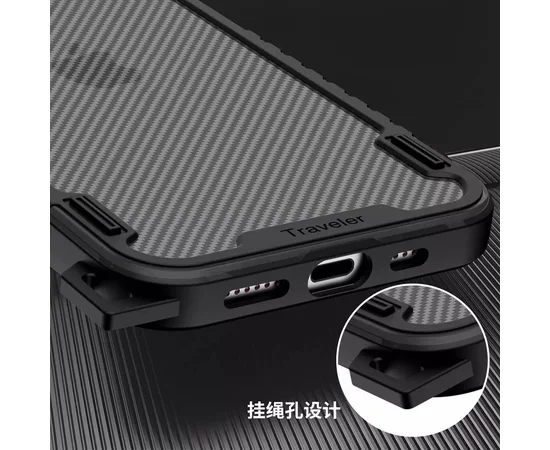 Чехол TPU+PC TRAVEL Carbon для Apple iPhone 13 Pro Max (6.7") Черный