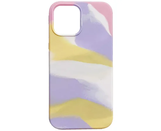 Чехол Silicone case full Aquarelle для Apple iPhone 13 Pro Max (6.7") Сиренево-желтый