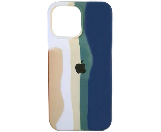 Чехол Silicone case Full Rainbow для Apple iPhone 13 Pro Max (6.7") Белый / Синий