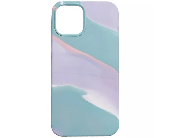 Чехол Silicone case full Aquarelle для Apple iPhone 13 Pro Max (6.7") Бирюзово-сиреневый