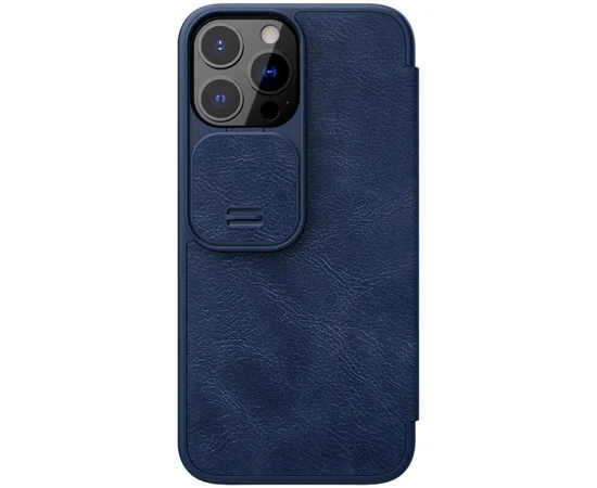 Кожаный чехол (книжка) Nillkin Qin Pro Camshield для Apple iPhone 13 Pro Max (6.7") Синий
