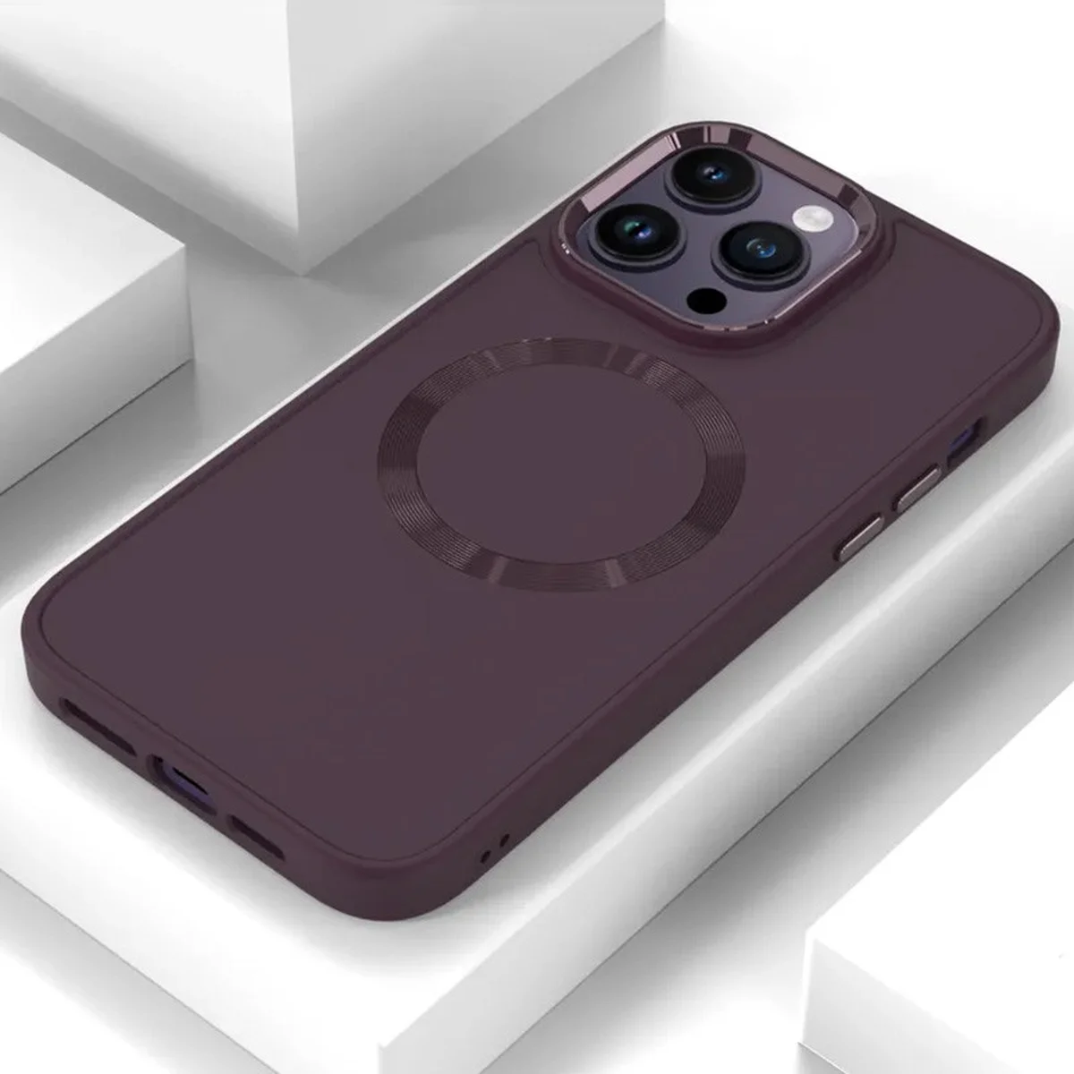 TPU чохол Bonbon Metal Style with MagSafe для Apple iPhone 13 Pro Max (6.7") Бордовий / Plum