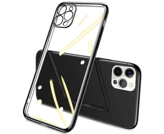 Прозорий силіконовий чохол глянсове окантування Full Camera для Apple iPhone 13 Pro Max (6.7") Чорний