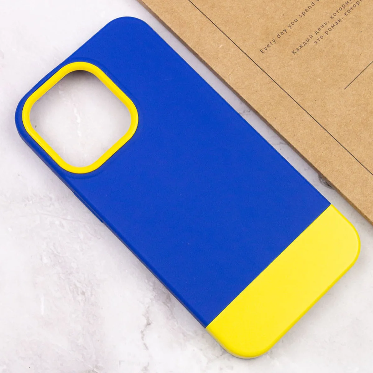 Чехол TPU+PC Bichromatic для Apple iPhone 13 Pro Max (6.7") Navy Blue / Yellow