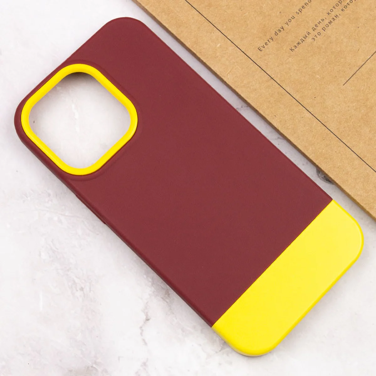 Чехол TPU+PC Bichromatic для Apple iPhone 13 Pro Max (6.7") Brown burgundy / Yellow