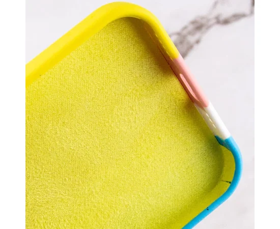 Чехол Silicone case Full Braided для Apple iPhone 13 Pro Max (6.7") Желтый / Голубой