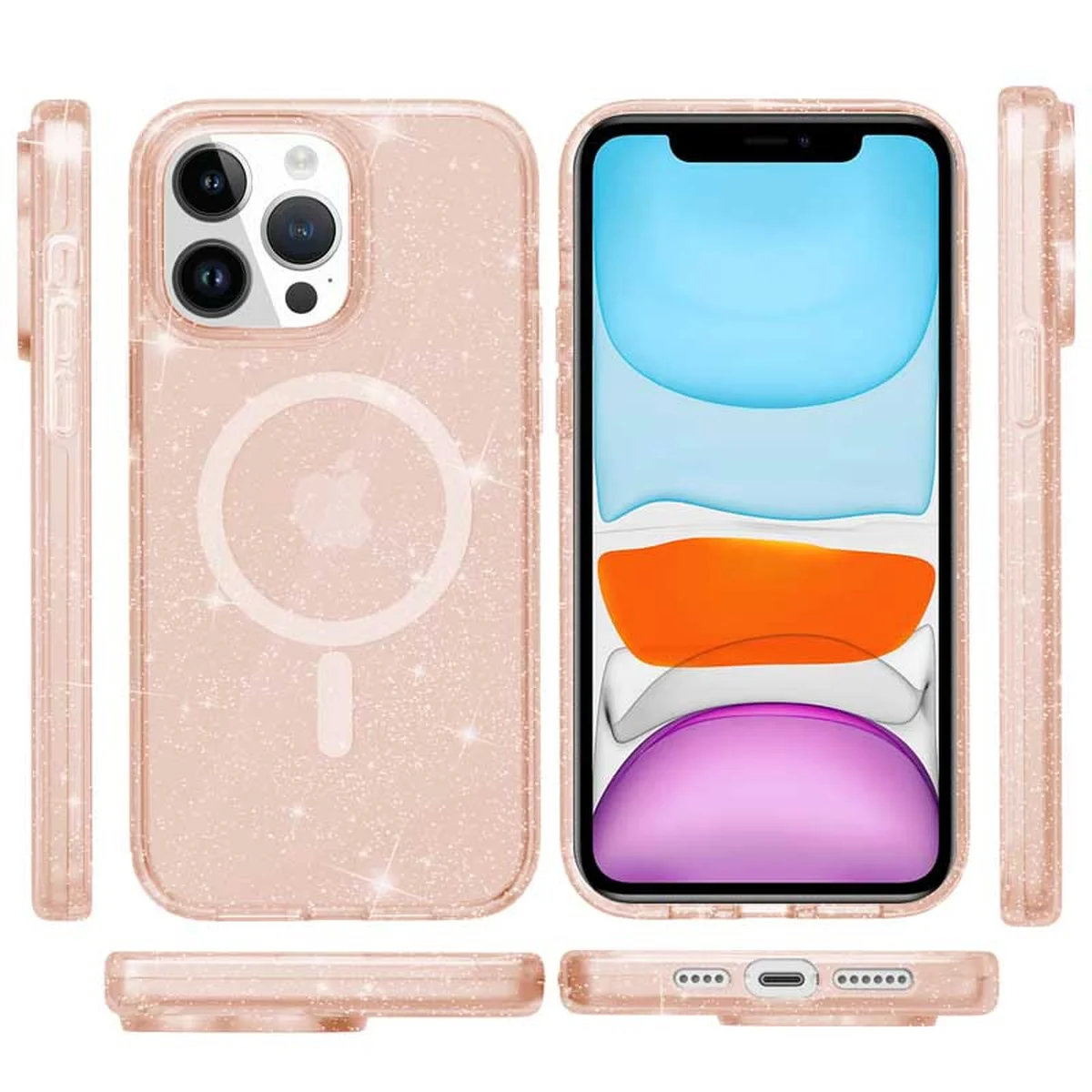 Чехол TPU Galaxy Sparkle (MagFit) для Apple iPhone 13 Pro Max (6.7") Gold+Glitter