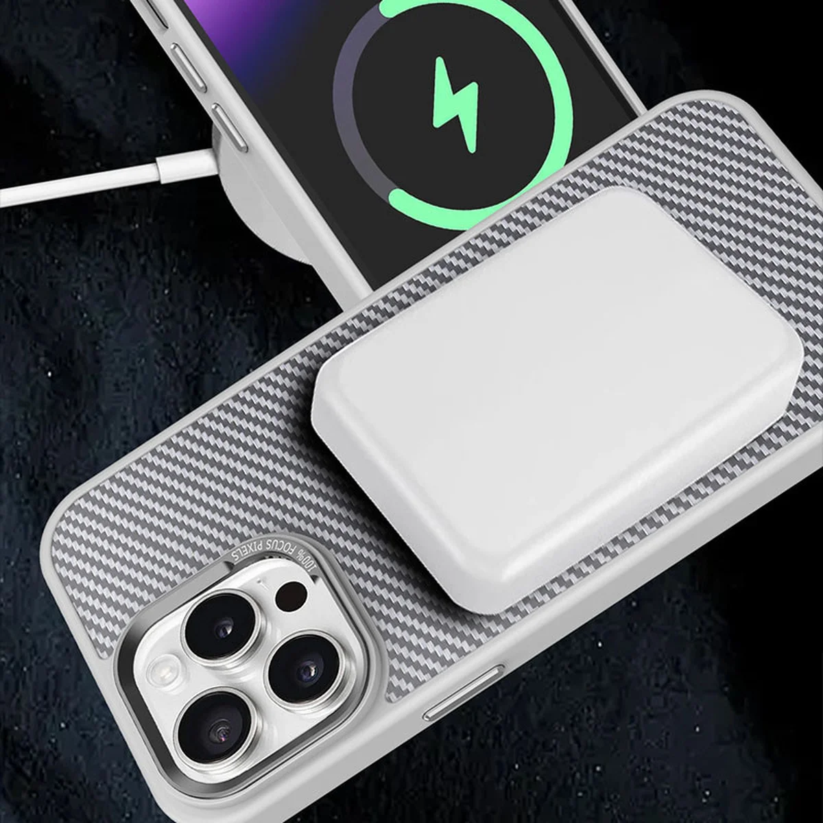 Чехол TPU+PC Carbon Mirage with MagSafe для Apple iPhone 13 Pro Max (6.7") Grey