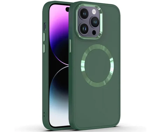 TPU чехол Bonbon Metal Style with MagSafe для Apple iPhone 13 Pro Max (6.7") Зеленый / Pine green