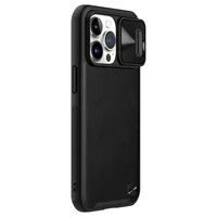 Кожаная накладка Nillkin Camshield Leather (шторка на камеру) для Apple iPhone 13 Pro Max (6.7") Черный / Black