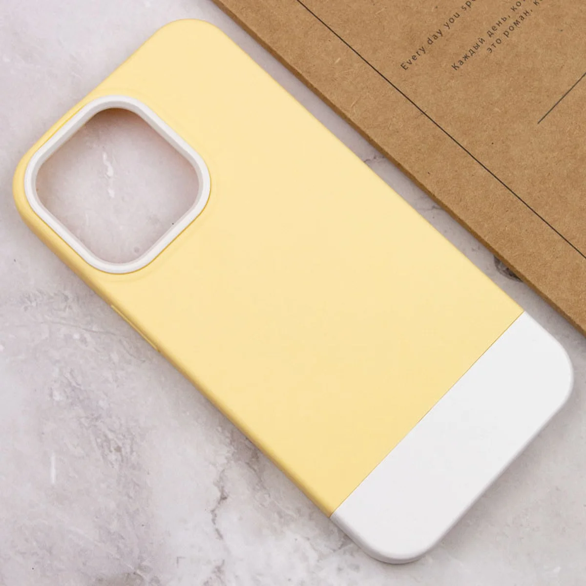 Чехол TPU+PC Bichromatic для Apple iPhone 13 Pro Max (6.7") Creamy-yellow / White