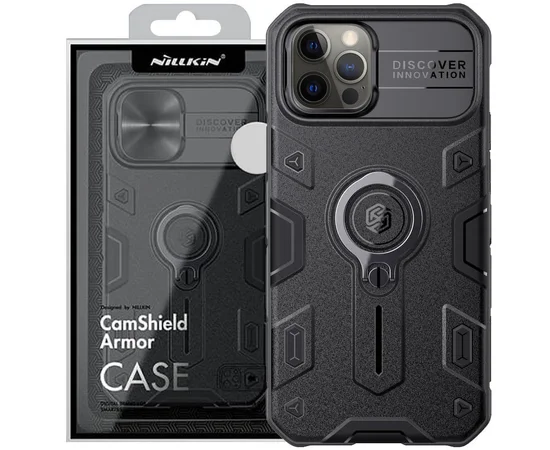 TPU+PC чехол Nillkin CamShield Armor no logo (шторка на камеру) для Apple iPhone 13 Pro Max (6.7") Черный