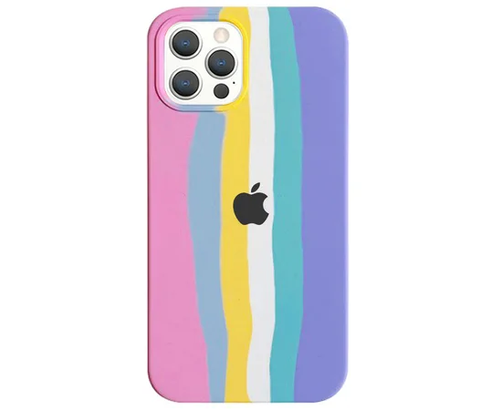 Чехол Silicone case Full Rainbow для Apple iPhone 13 Pro Max (6.7") Розовый / Сиреневый