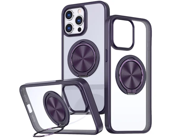 TPU+PC чехол Metal Ring with MagSafe для Apple iPhone 13 Pro Max (6.7") / 12 Pro Max (6.7") Темно-фиолетовый