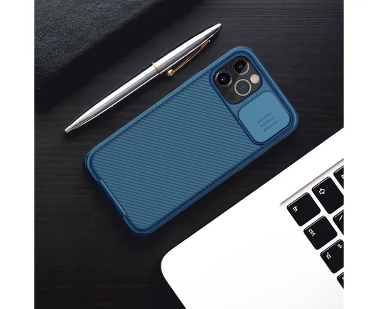 Карбонова накладка Nillkin Camshield (шторка на камеру) для Apple iPhone 13 Pro Max (6.7 ") Синій / Blue