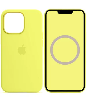 Чехол Silicone case (AAA) full with Magsafe and Animation для Apple iPhone 13 Pro Max (6.7") Желтый / Lemon Zest