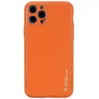 Кожаный чехол Xshield для Apple iPhone 13 Pro Max (6.7") Оранжевый / Apricot