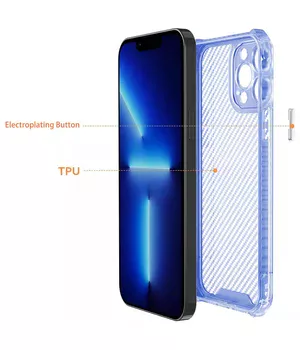 Чехол TPU Ease Carbon color series для Apple iPhone 13 Pro Max (6.7") Синий / Прозрачный