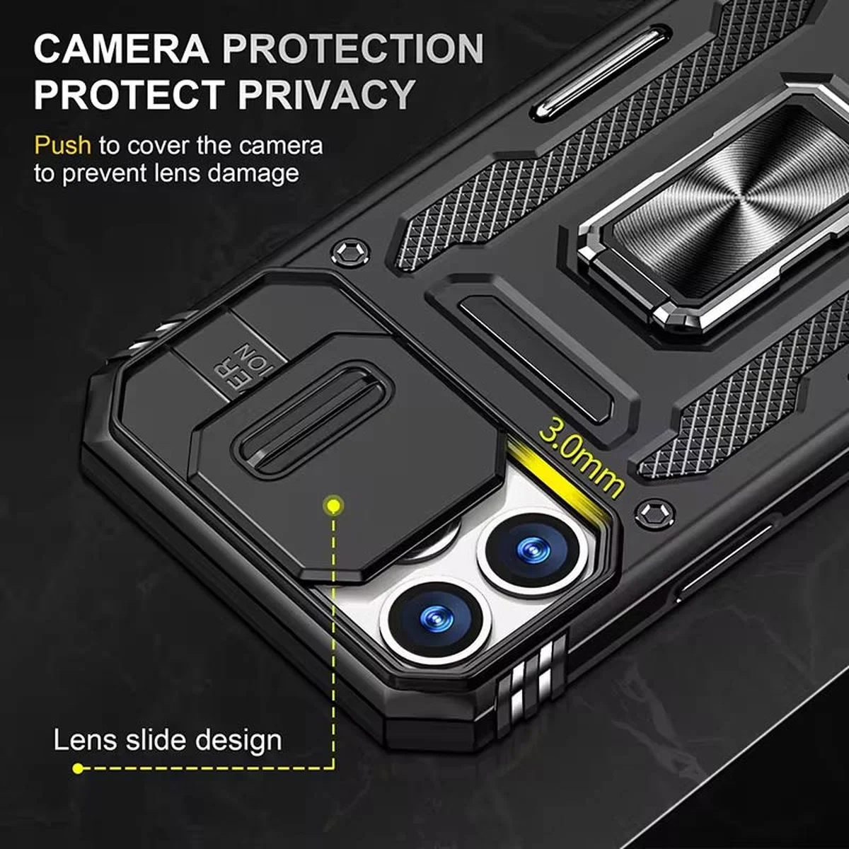 Удароміцний чохол Camshield Army Ring для iPhone 13 Pro Max (6.7") Чорний / Black