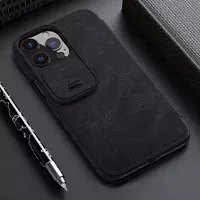 Кожаный чехол (книжка) Nillkin Qin Pro Camshield для Apple iPhone 13 Pro Max (6.7") Черный