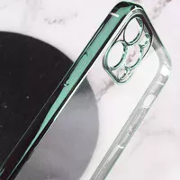 Прозрачный силиконовый чехол глянцевая окантовка Full Camera для Apple iPhone 13 Pro Max (6.7") Зеленый