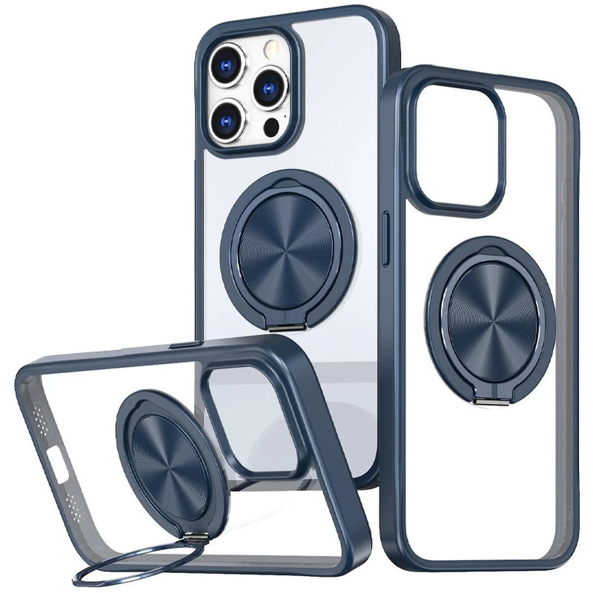 TPU+PC чехол Metal Ring with MagSafe для Apple iPhone 13 Pro Max (6.7") / 12 Pro Max (6.7") Синий