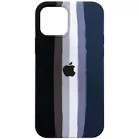 Чохол Silicone case Full Rainbow для Apple iPhone 13 Pro Max (6.7") Чорний / Синій
