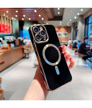 Силиконовый чехол "Luxury Plating" with MagSafe для Apple iPhone 16 Pro Черный