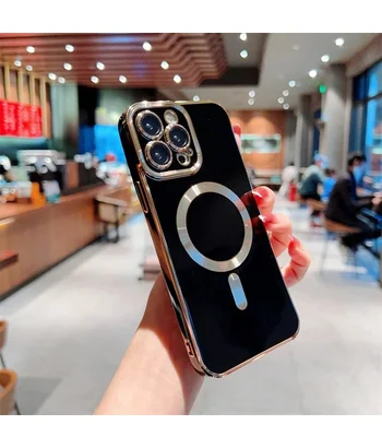 Силіконовий чохол "Luxury Plating" with MagSafe + скло на камеру для Apple iPhone 15 Pro Чорний Силіконовий чохол "Luxury Plating" with MagSafe + скло на камеру для Apple iPhone 15 Pro Чорний