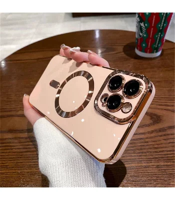 Силіконовий чохол "Luxury Plating" with MagSafe Apple iPhone 14 Pro Пудровий