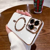 Силиконовый чехол "Luxury Plating" with MagSafe + стекло на камеру для Apple iPhone 12 Pro Белый