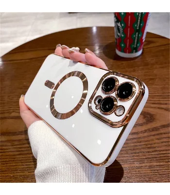 Силіконовий чохол "Luxury Plating" with MagSafe для Apple iPhone 16 Pro Max Білий