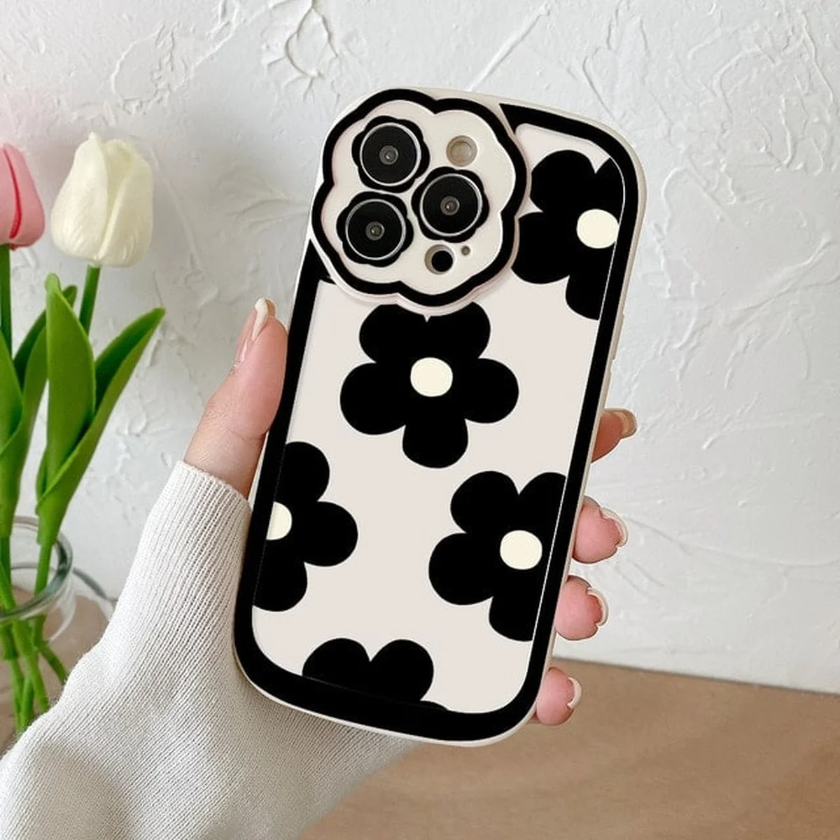 Силиконовый чехол "Flower" для iPhone 14 Pro Max Черный 