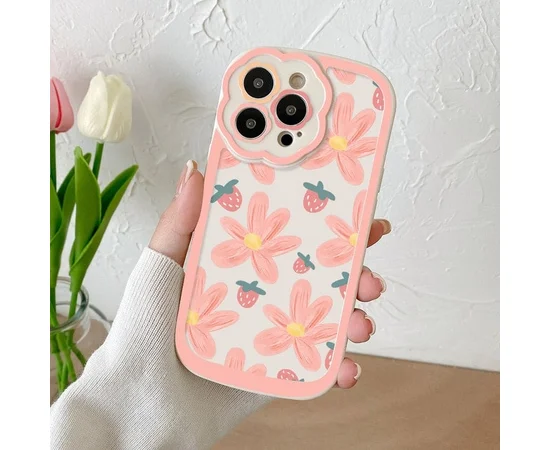 Силиконовый чехол "Flower" для iPhone 13 Pro Max  Розовый