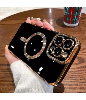 Силиконовый чехол "Luxury Plating" with MagSafe для Apple iPhone 16 Pro Черный