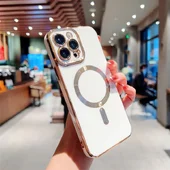 Силиконовый чехол "Luxury Plating" with MagSafe для Apple iPhone 16 Pro Белый
