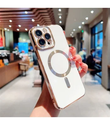 Силіконовий чохол "Luxury Plating" with MagSafe для Apple iPhone 16 Pro Max Білий