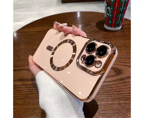 Силіконовий чохол "Luxury Plating" with MagSafe Apple iPhone 14 Pro Пудровий