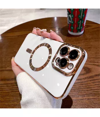 Силіконовий чохол "Luxury Plating" with MagSafe + скло на камеру для Apple iPhone 12 Pro Білий Силіконовий чохол "Luxury Plating" with MagSafe + скло на камеру для Apple iPhone 12 Pro Білий