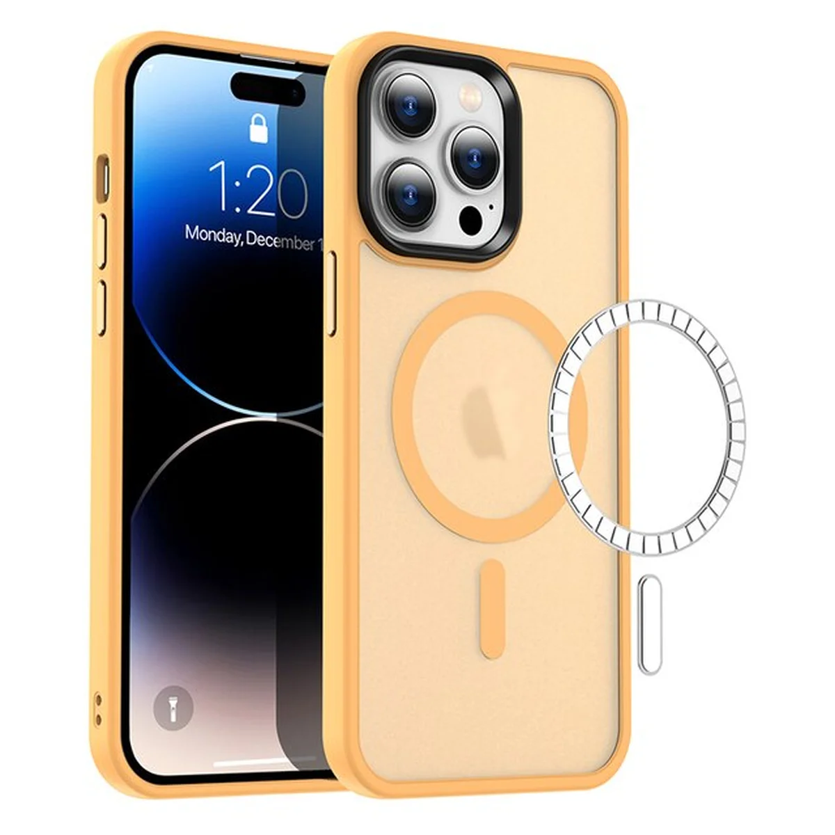 Силіконовий чохол "Steel button" with MagSafe Apple iPhone 14 Pro Max Помаранчевий