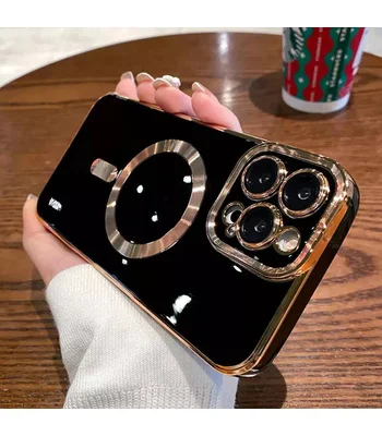 Силіконовий чохол "Luxury Plating" with MagSafe + скло на камеру для Apple iPhone 14 Pro Max Чорний