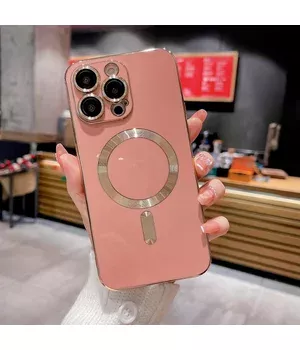 Силиконовый чехол "Luxury Plating" with MagSafe + стекло на камеру для Apple iPhone 15 Pro Max Розовый Силиконовый чехол "Luxury Plating" with MagSafe + стекло на камеру для Apple iPhone 15 Pro Max Розовый