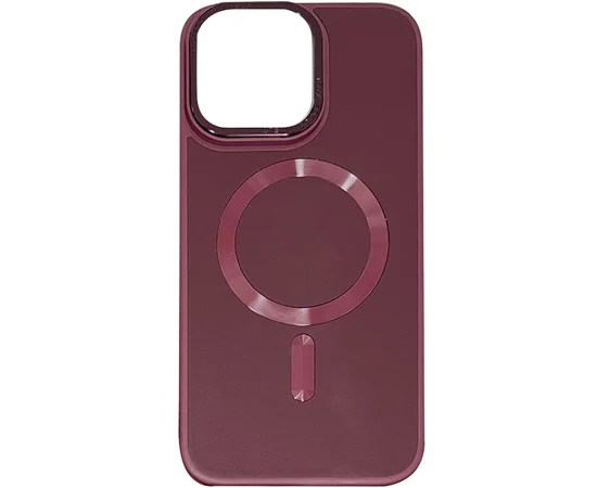 Кожаный чехол Bonbon Leather Metal Style with MagSafe для Apple iPhone 13 Pro (6.1") Бордовый / Plum