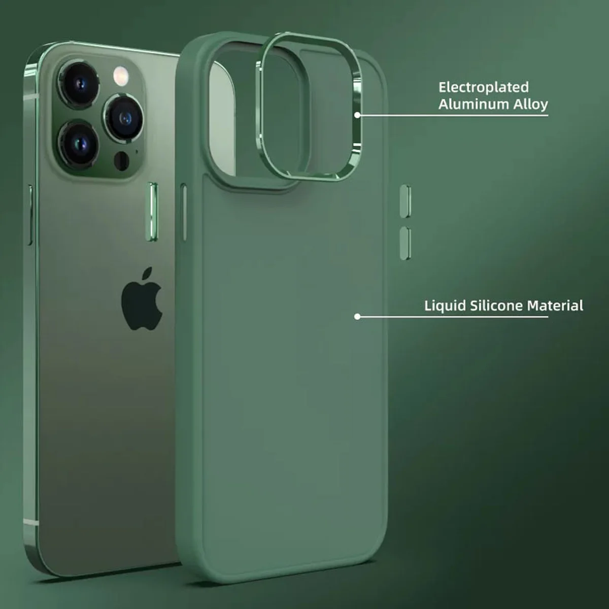 TPU чехол Bonbon Metal Style для Apple iPhone 13 Pro (6.1") Зеленый / Pine green