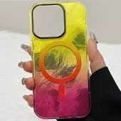 Чехол TPU Shiny Mountain (MagFit) для Apple iPhone 13 Pro (6.1") Yellow / Pink