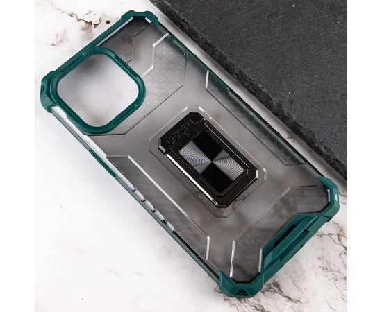Ударопрочный чехол Transformer CrystalRing для Apple iPhone 13 Pro (6.1") Темно-зеленый