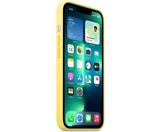 Чехол Silicone case (AAA) full with Magsafe для Apple iPhone 13 Pro (6.1") Желтый / Lemon Zest