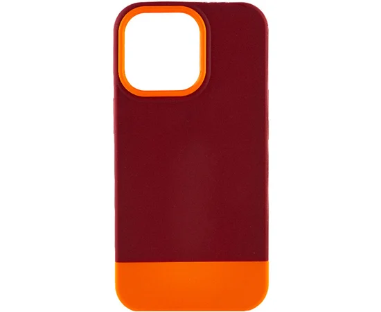 Чехол TPU+PC Bichromatic для Apple iPhone 13 Pro (6.1") Brown burgundy / Orange